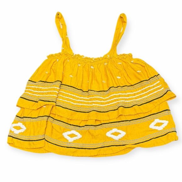 PIPER BY TOWNSEN for ANTHROPOLOGIE Women’s Yellow Sleeveless Boho Embroidered Ru - Picture 1 of 6